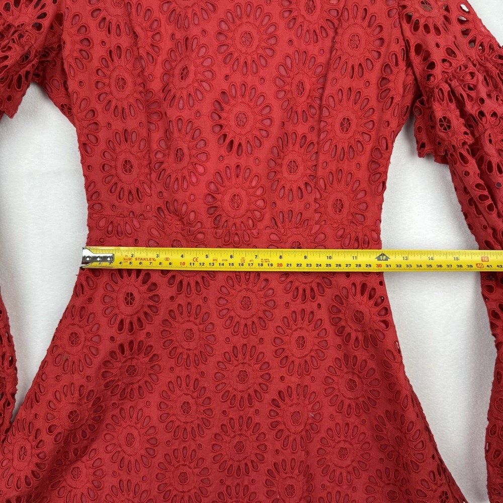Sundress x revolve Margherita Dress in Red & Multi‎ Pink Floral Lace Bardot XS - Picture 6 of 10